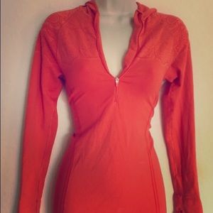 Paisley athleta stretchy orange half zip hoodie